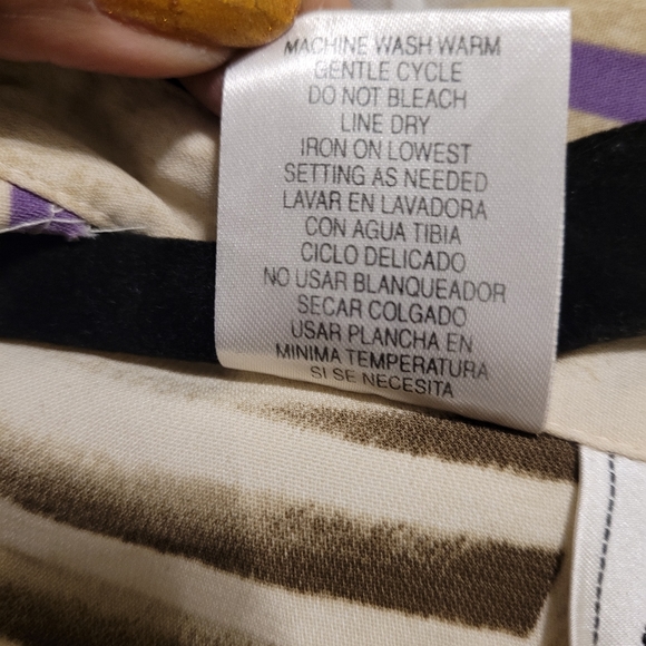 Kathy Che vintage purple, brown, and tan mid sleeved blouse. Size 14. - Picture 7 of 8